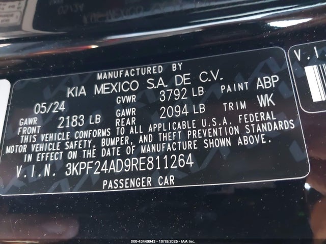 3KPF24AD9RE811264 KIA Forte Lxs