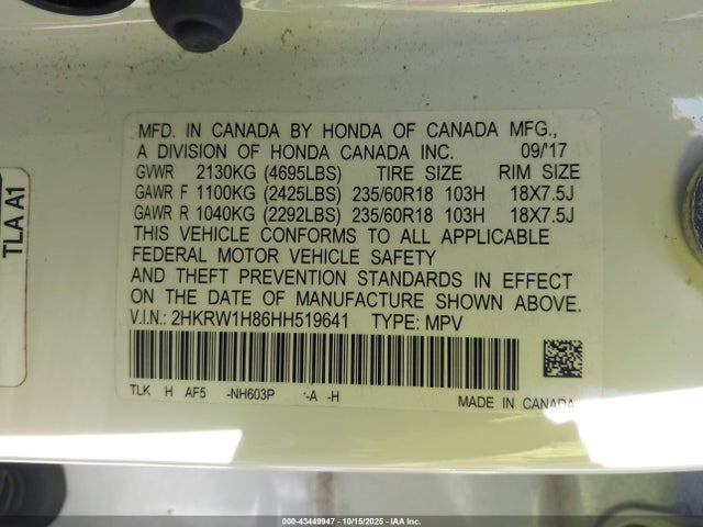 Honda CR-V 2017 2HKRW1H86HH519641 Image 22