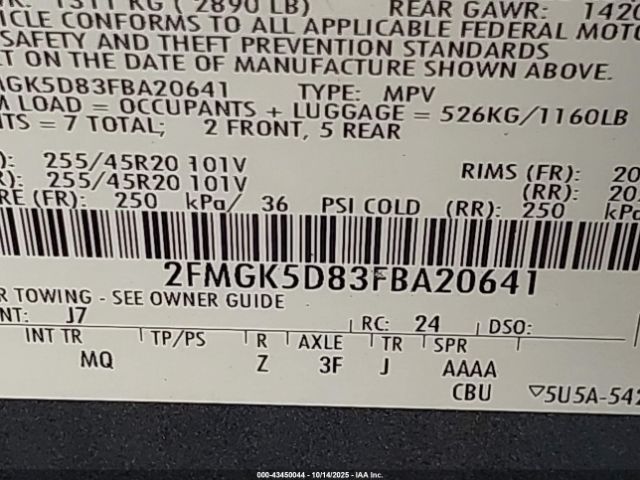 2015 FORD FLEX 2FMGK5D83FBA20641 Photo 8