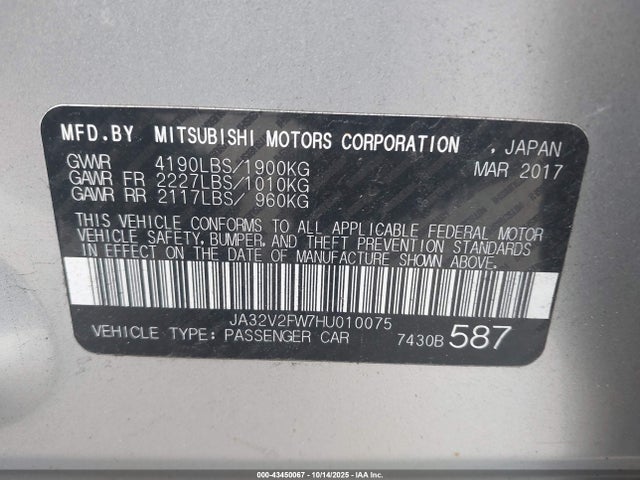 2017 MITSUBISHI LANCER JA32V2FW7HU010075 Photo 8