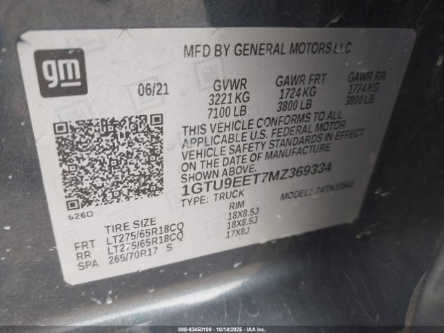 2021 GMC SIERRA 1500 1GTU9EET7MZ369334 Photo 8