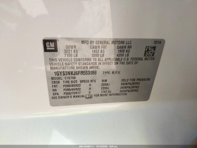 2015 CADILLAC ESCALADE 1GYS3NKJ6FR553088 Photo 8