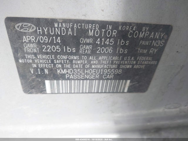 KMHD35LH0EU195598 Hyundai ELANTRA GT