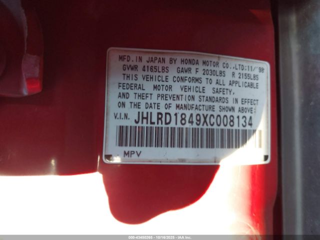 1999 HONDA CR-V JHLRD1849XC008134 Photo 8