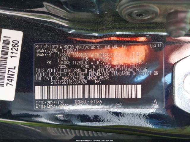 2011 TOYOTA SEQUOIA 5TDZY5G11BS034928 Photo 8