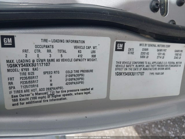 2003 CADILLAC SEVILLE 1G6KY549X3U117107 Photo 8