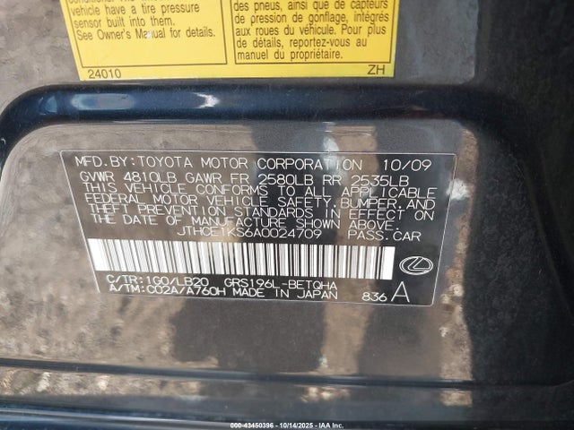 2010 LEXUS GS 350 JTHCE1KS6A0024709 Photo 8