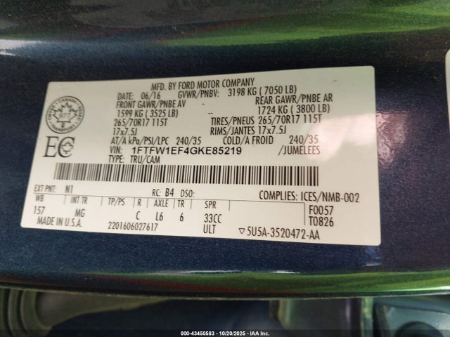 Ford F-150 Xlt 2016 1FTFW1EF4GKE85219 Image 9