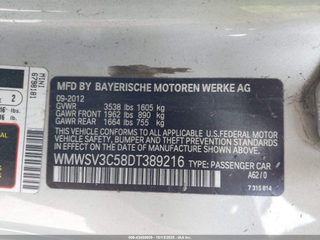 2013 MINI HARDTOP WMWSV3C58DT389216 Photo 8