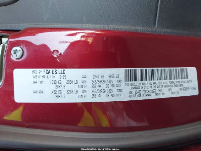 2019 CHRYSLER PACIFICA 2C4RC1FG6KR732876 Photo 8