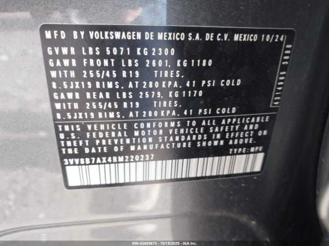 2024 VOLKSWAGEN TIGUAN 3VV8B7AX4RM220237 Photo 8