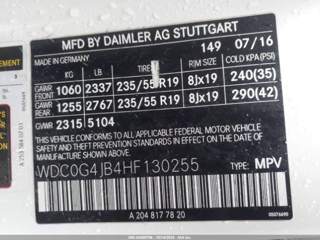 2017 MERCEDES-BENZ GLC 300 WDC0G4JB4HF130255 Photo 8