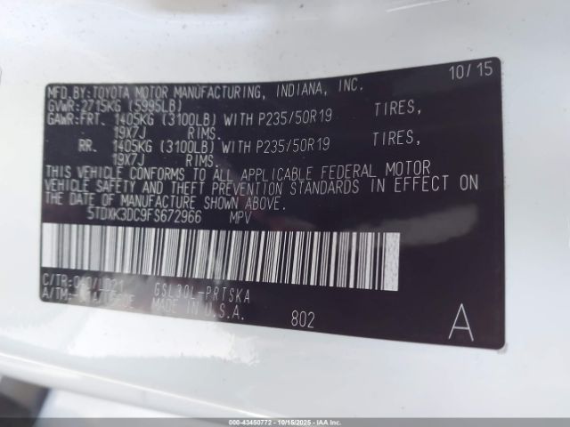 2015 TOYOTA SIENNA 5TDXK3DC9FS672966 Photo 8