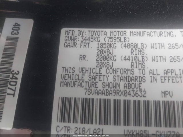 Toyota Sequoia Platinum 2024 7SVAAABA9RX043632 Image 9