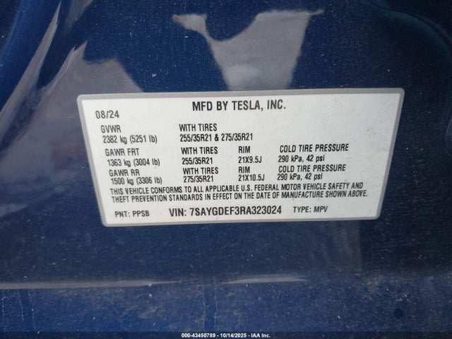 2024 TESLA MODEL Y 7SAYGDEF3RA323024 Photo 8