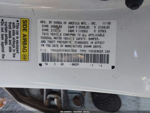 2009 ACURA TL 19UUA86569A017605 Photo 8