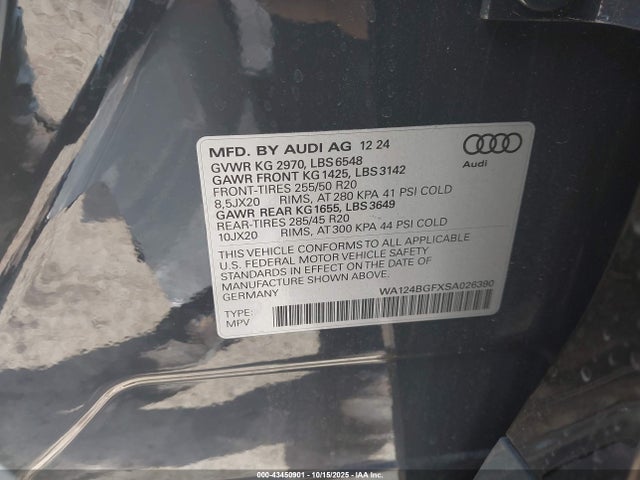 2025 AUDI Q6 E-TRON WA124BGFXSA026390 Photo 8