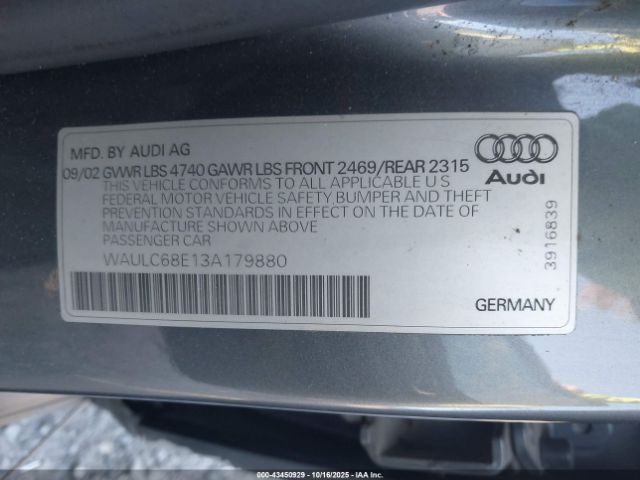 2003 AUDI A4 WAULC68E13A179880 Photo 8