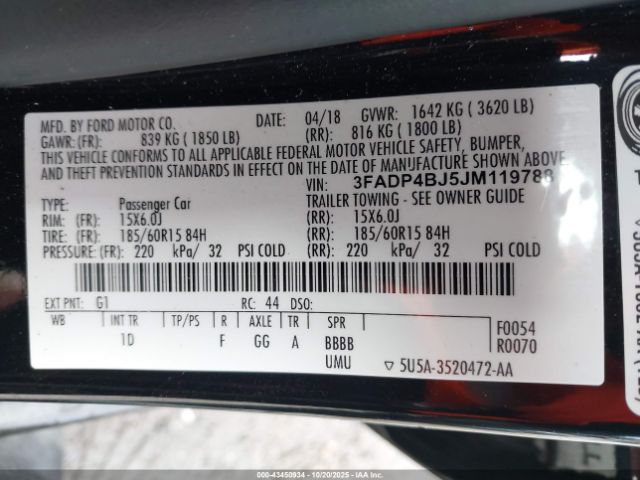 2018 FORD FIESTA 3FADP4BJ5JM119788 Photo 8