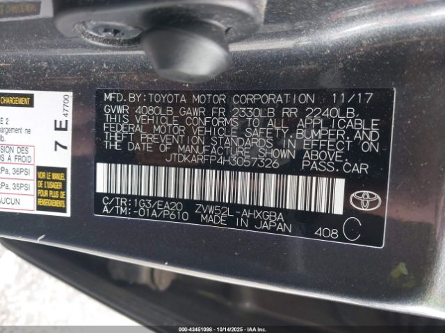 2017 TOYOTA PRIUS PRIME JTDKARFP4H3057326 Photo 8