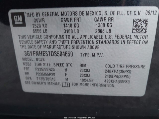 2013 CADILLAC SRX 3GYFNHE37DS504650 Photo 8