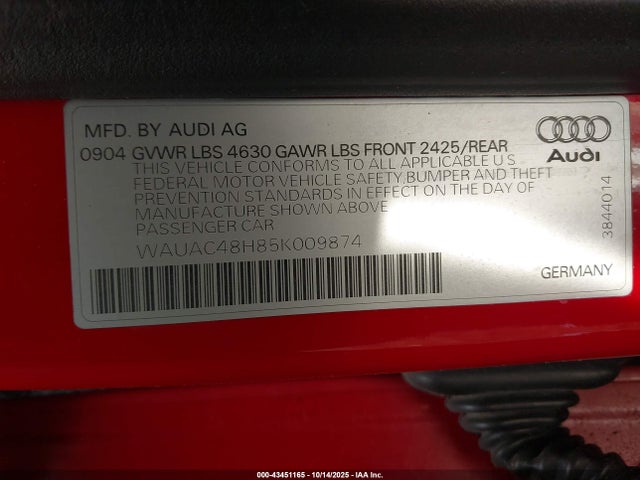 2005 AUDI A4 WAUAC48H85K009874 Photo 8