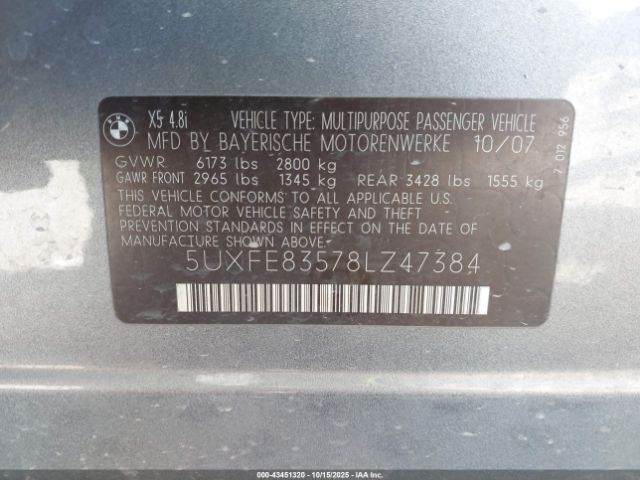 2008 BMW X5 5UXFE83578LZ47384 Photo 8