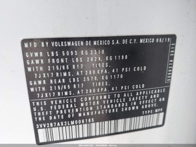 2020 VOLKSWAGEN TIGUAN 3VV2B7AX2LM006165 Photo 8