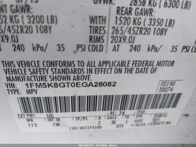 Ford Explorer 2014 1FM5K8GT0EGA28082 Image 9