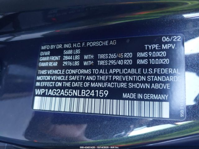 2022 PORSCHE MACAN WP1AG2A55NLB24159 Photo 8