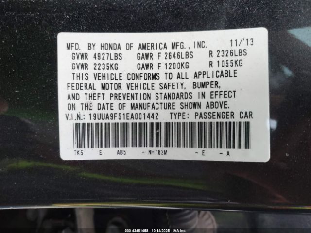 2014 ACURA TL 19UUA9F51EA001442 Photo 8