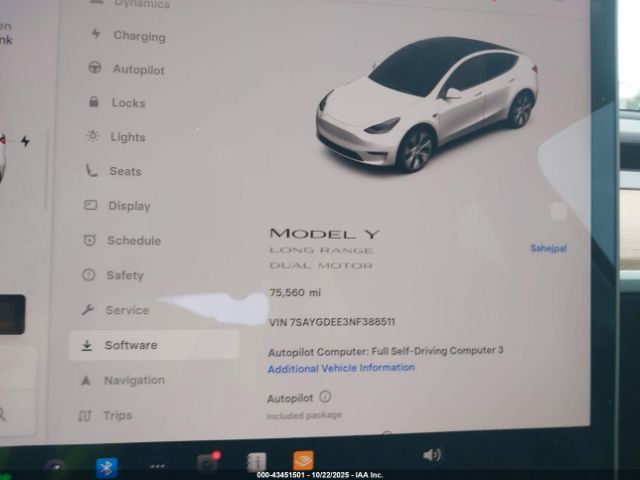 2022 TESLA MODEL Y 7SAYGDEE3NF388511 Photo 6