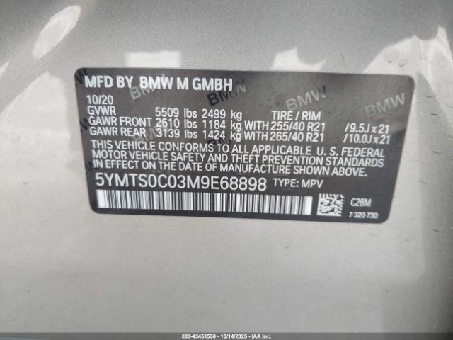 2021 BMW X3 M 5YMTS0C03M9E68898 Photo 8
