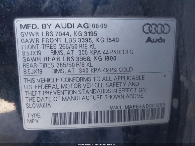 2010 AUDI Q7 WA1LMAFE2AD001309 Photo 8