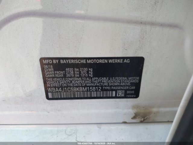 2019 BMW 430I GRAN COUPE WBA4J1C58KBM15812 Photo 8