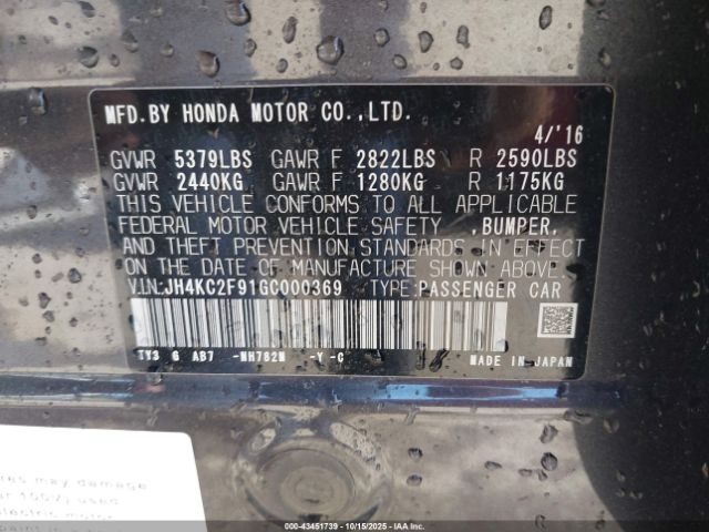 2016 ACURA RLX SPORT HYBRID JH4KC2F91GC000369 Photo 8