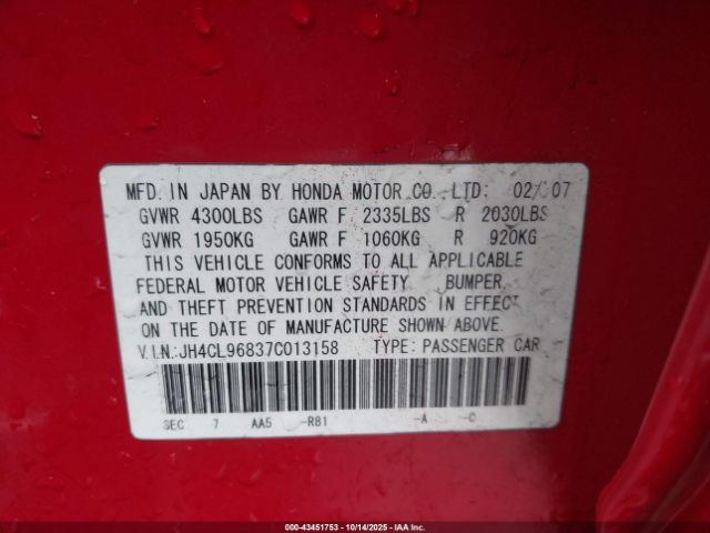 2007 ACURA TSX JH4CL96837C013158 Photo 8