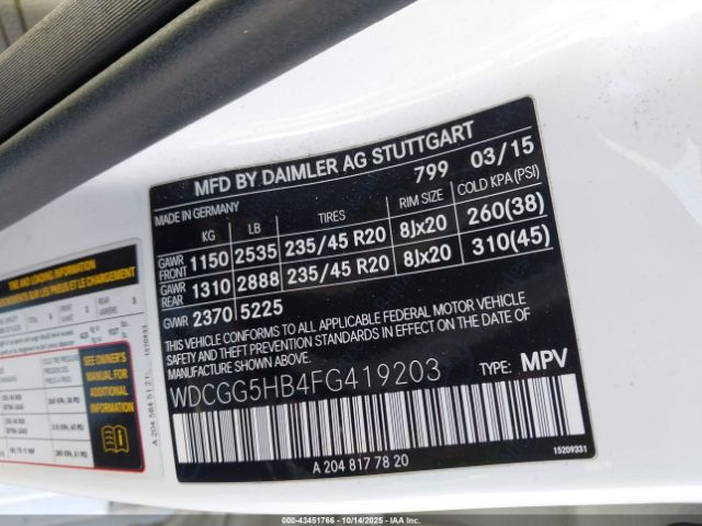 2015 MERCEDES-BENZ GLK 350 WDCGG5HB4FG419203 Photo 8