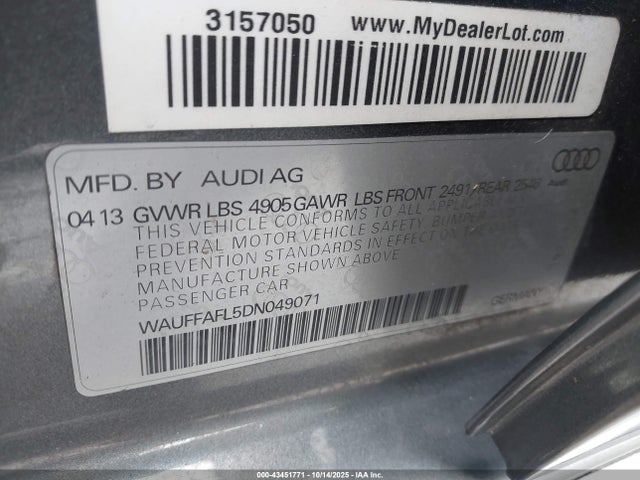 2013 AUDI A4 WAUFFAFL5DN049071 Photo 8