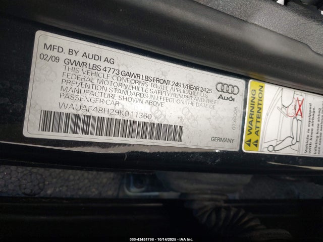2009 AUDI A4 WAUAF48H29K011360 Photo 8