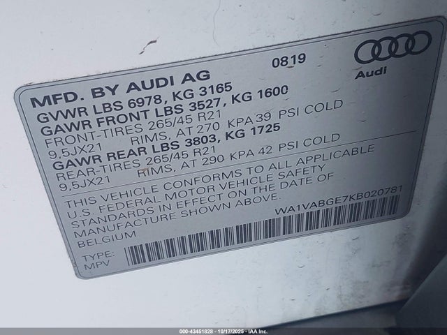 2019 AUDI E-TRON WA1VABGE7KB020781 Photo 8
