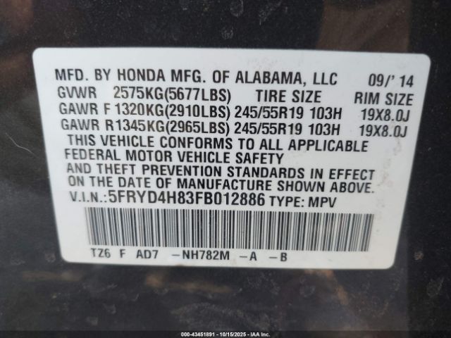 2015 ACURA MDX 5FRYD4H83FB012886 Photo 8