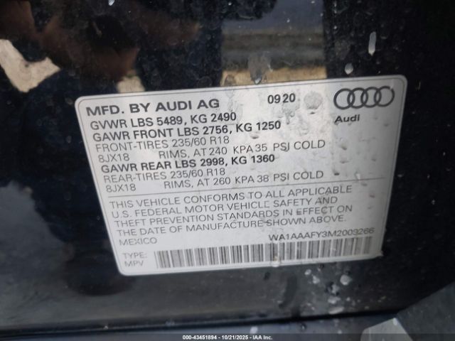 2021 AUDI Q5 WA1AAAFY3M2009266 Photo 8