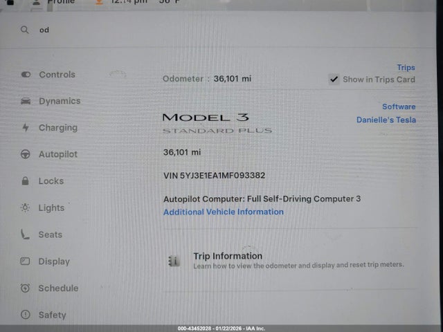5YJ3E1EA1MF093382 Tesla Model 3 Standard Range Plus Rear-wheel Drive