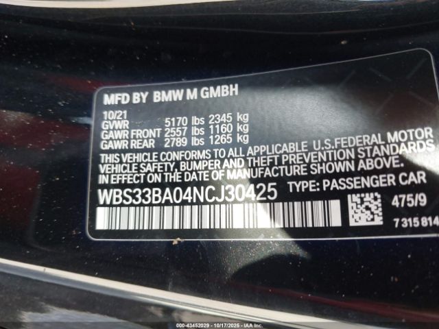 2022 BMW M4 WBS33BA04NCJ30425 Photo 8