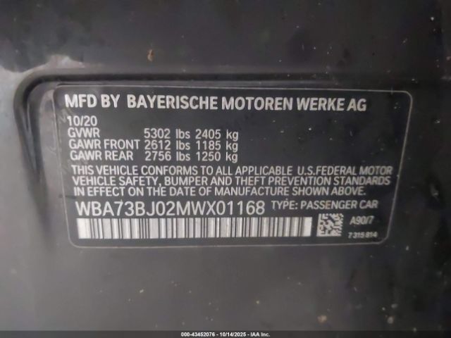 2021 BMW 540I WBA73BJ02MWX01168 Photo 8