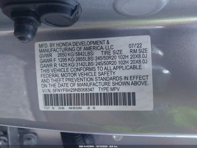 2022 HONDA PILOT 5FNYF6H29NB068347 Photo 8