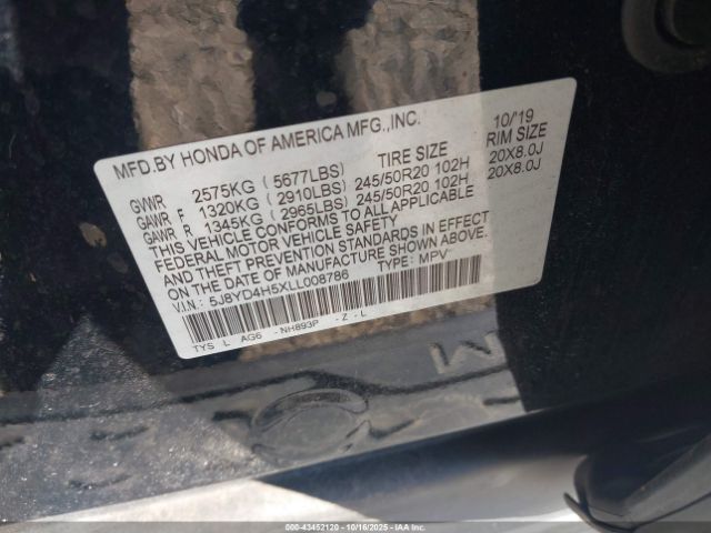 2020 ACURA MDX 5J8YD4H5XLL008786 Photo 8