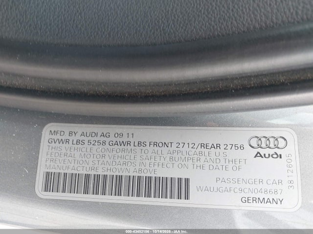 2012 AUDI A6 WAUJGAFC9CN048687 Photo 8