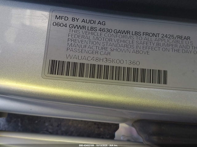 2005 AUDI A4 WAUAC48H35K001360 Photo 8